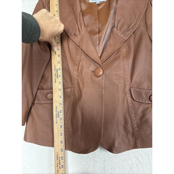 Classiques Entier Women’s L Soft Brown Genuine Lamb Leather Cropped Jacket - Picture 6 of 9